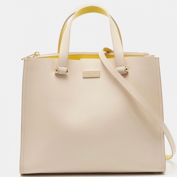 Kate‎ Spade Light Beige/Yellow Leather Arbour Hill Kyra Tote